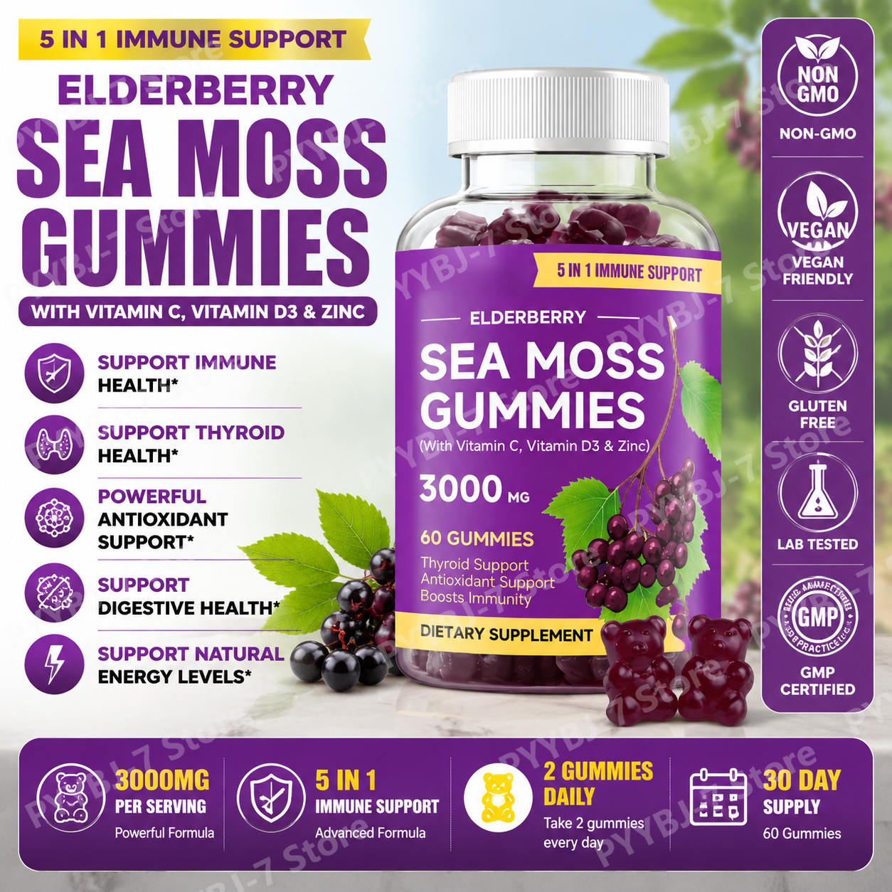 Elderberry Sea Moss Gummies wi - Hair Care Wella avaliação e preço
